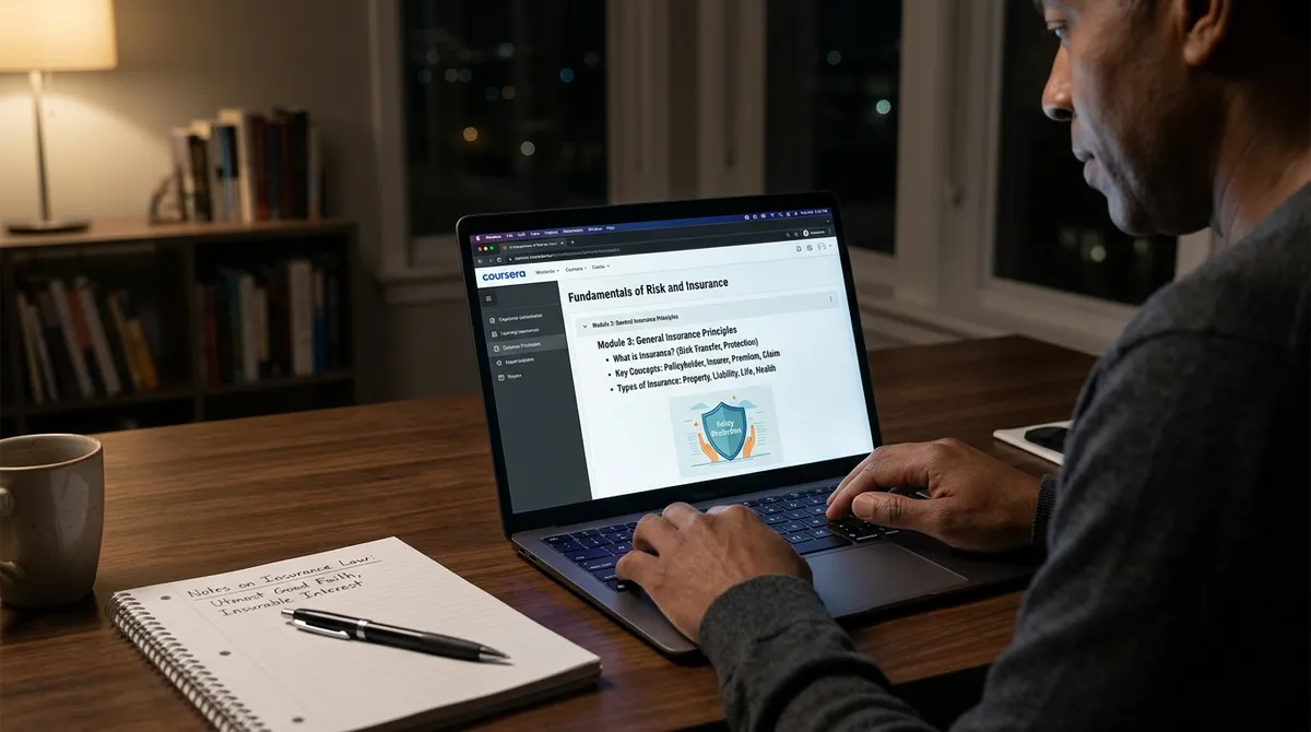 Онлайн-обучение автострахованию на ноутбуке